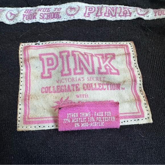 Victoria's Secret PINK | Black and Bling PSU Full Zip Velvet Fur Hoodie | Large - Picture 5 of 9